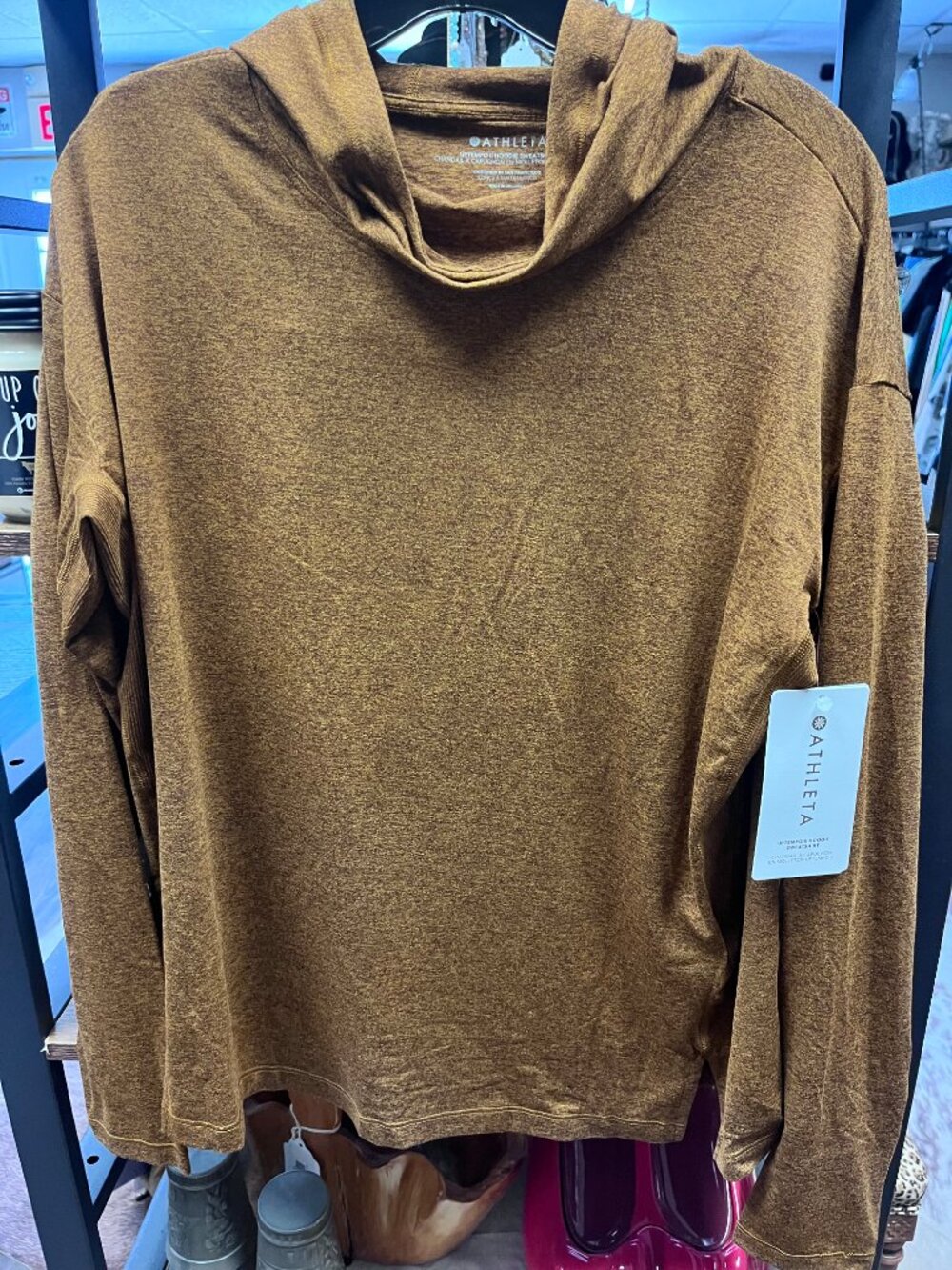 NWT Athleta Uptempo II Hoodie Sweatshirt Brown Heather Women's Medium